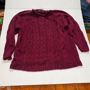 Hastings & Smith Women’s 2X Burgundy Cable Knit Sweater Cotton Blend Pullover